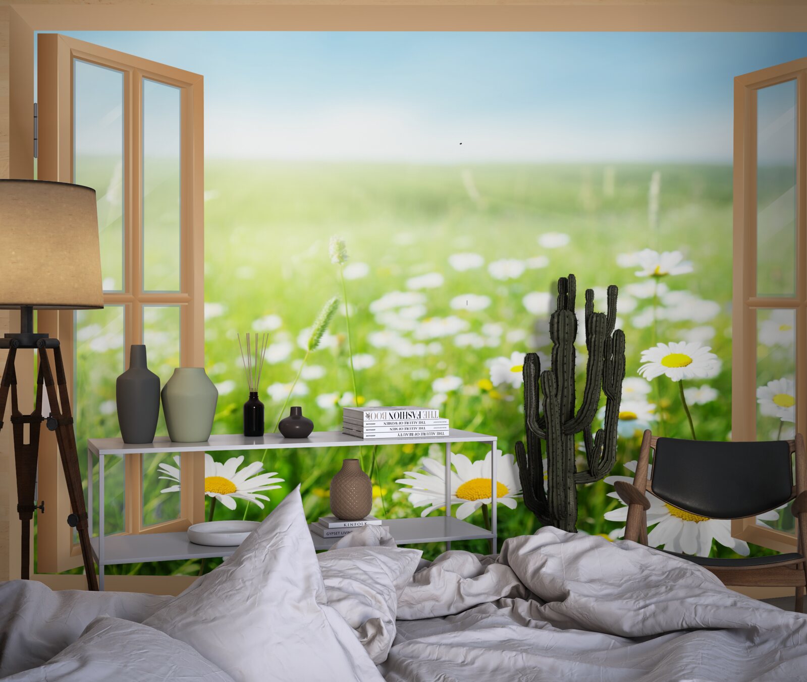 Fototapeta panorama pola rumianku