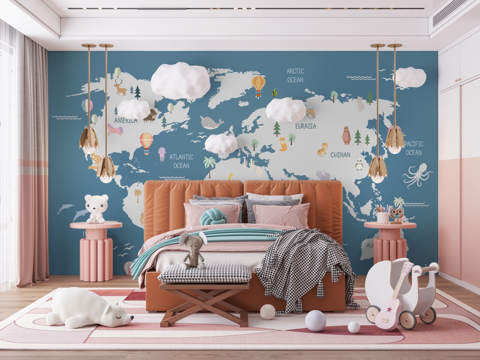 Fototapeta mapa świata w minimalistycznym stylu