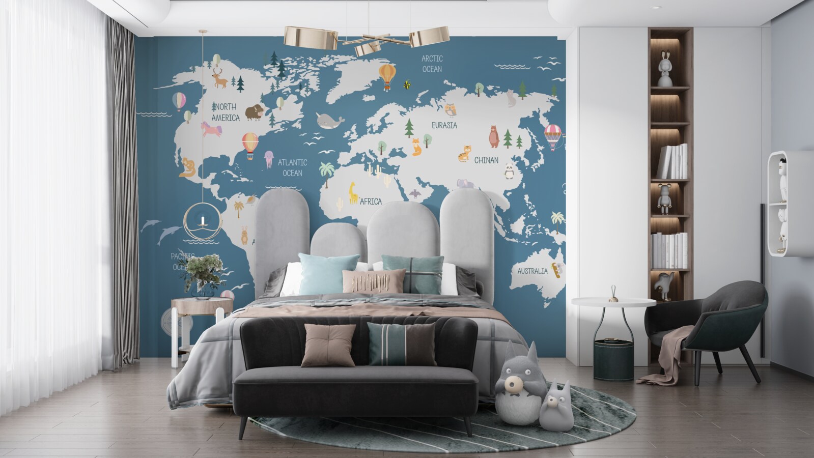 Fototapeta mapa świata w minimalistycznym stylu