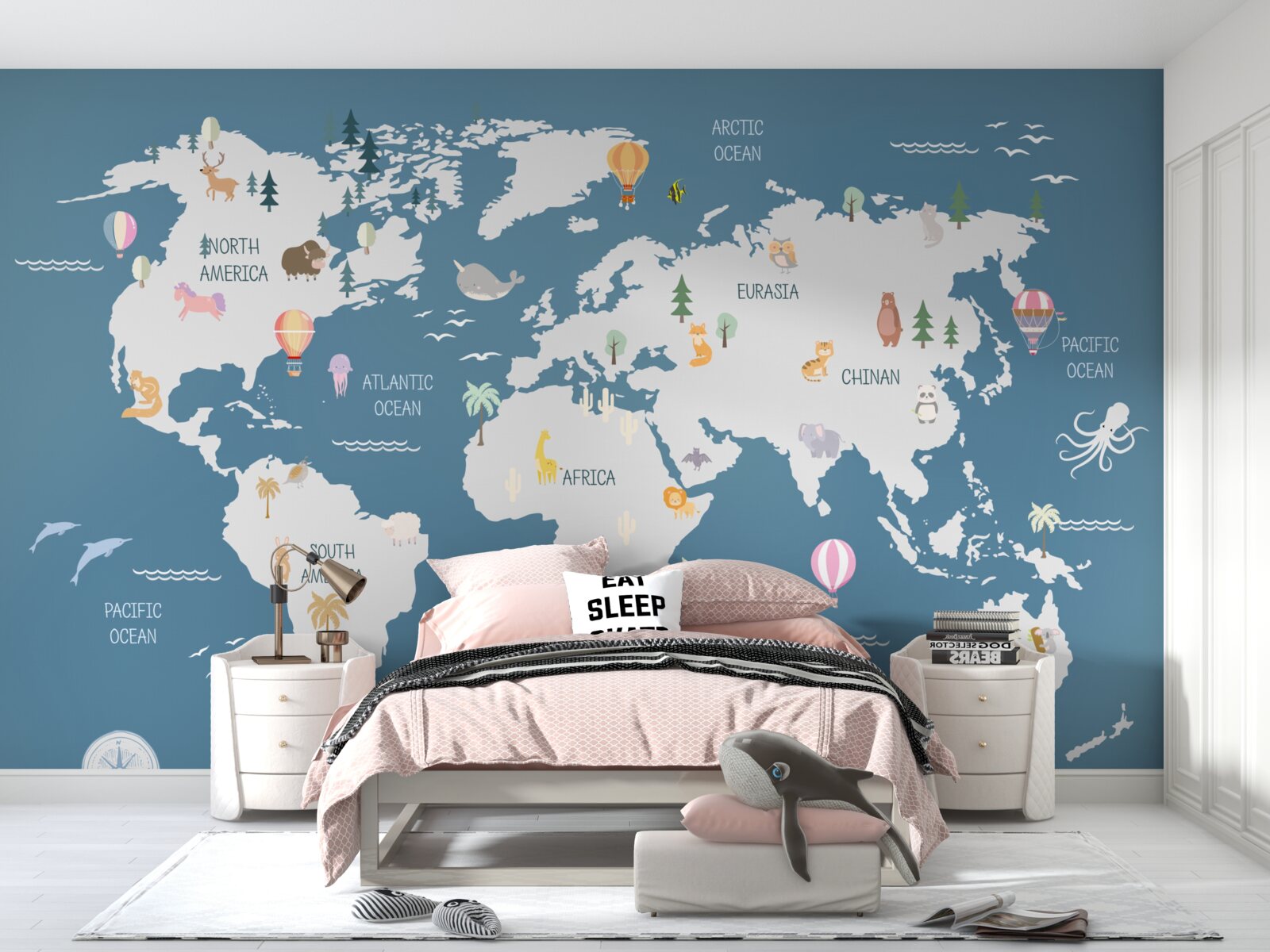 Fototapeta mapa świata w minimalistycznym stylu