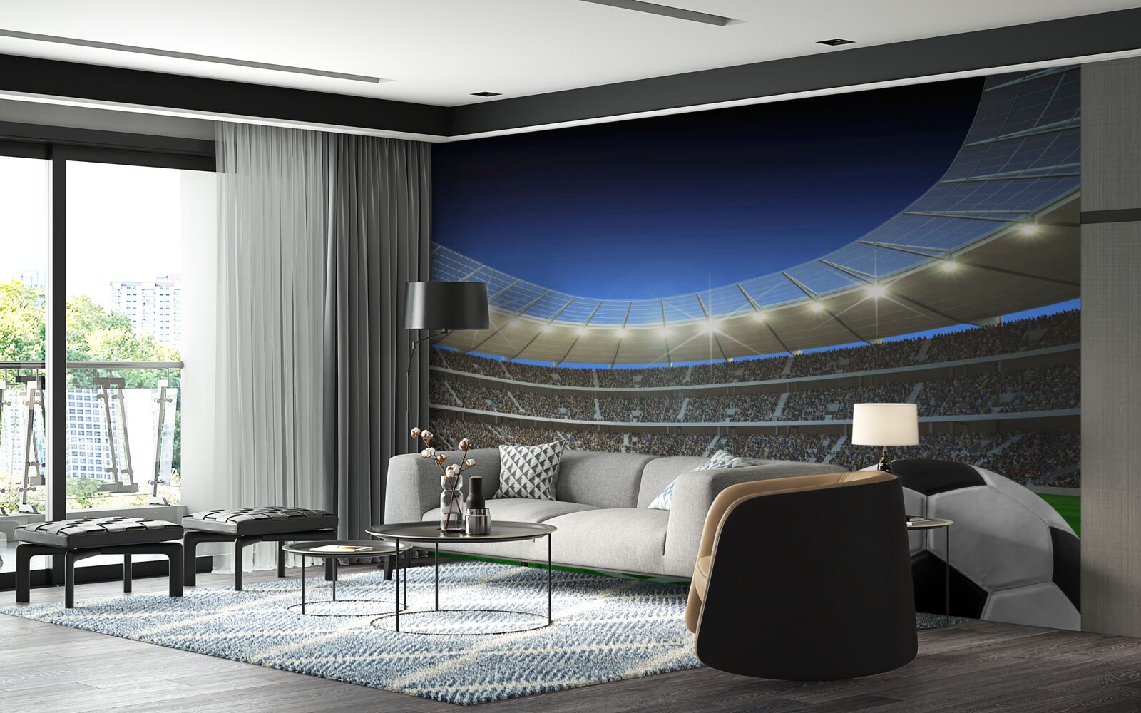 Fototapeta stadion piłkarski i piłka nożna