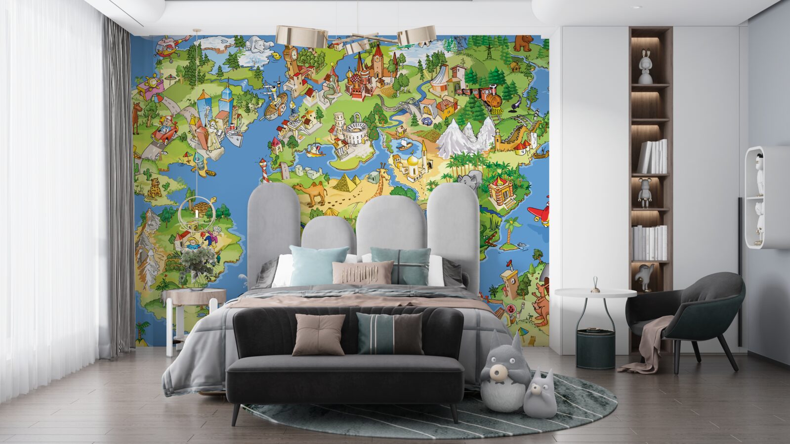 Fototapeta mapa świata ze szczegółami dla dzieci