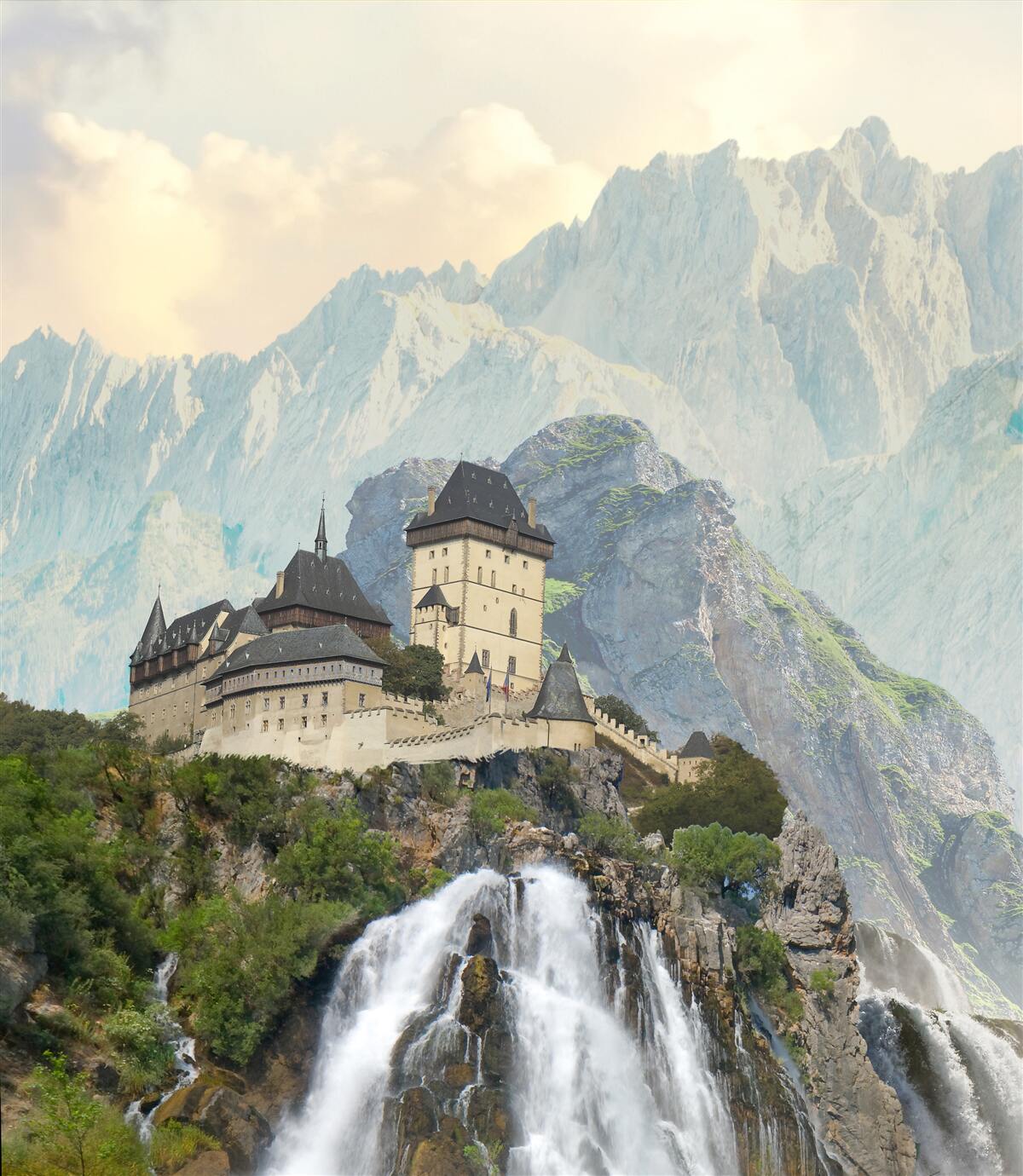 Fototapeta karlštejn to zamek położony w górach