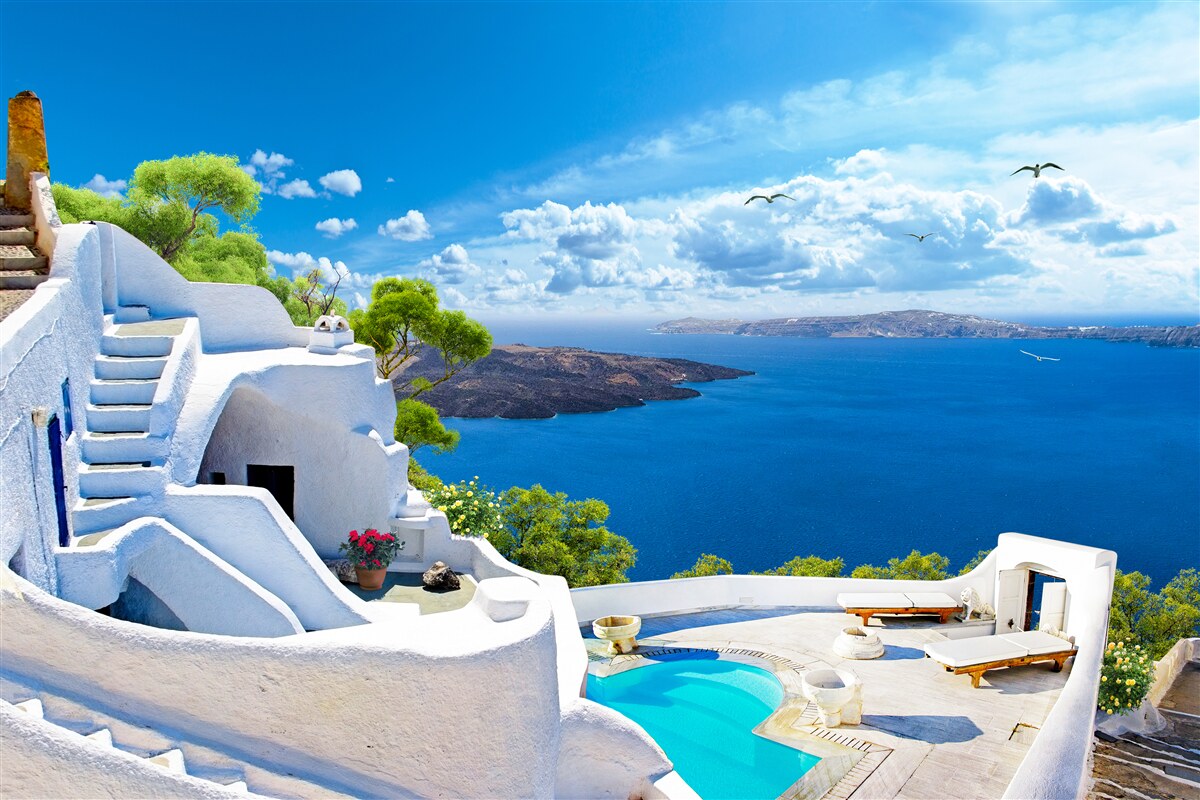 Fototapeta wyspa santorini w grecji
