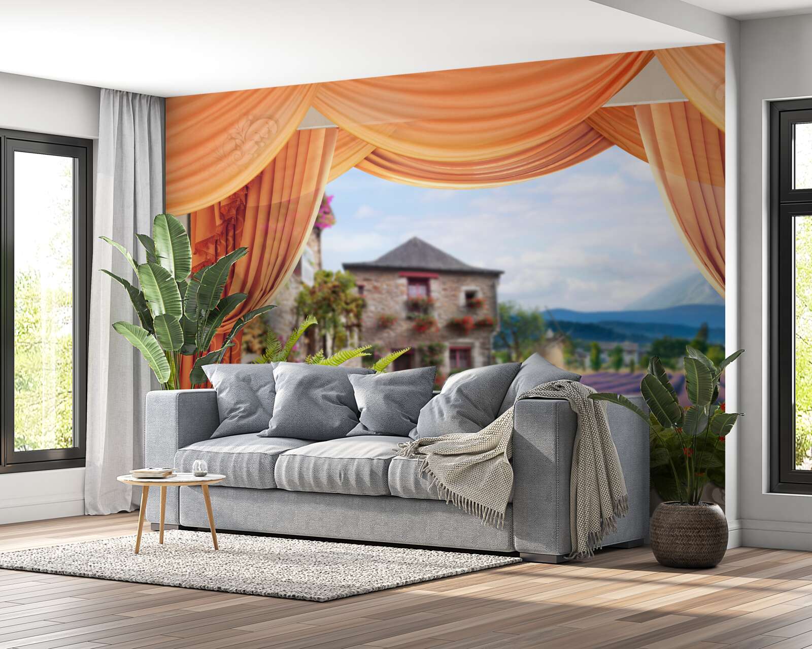 Fototapeta panorama lawendowego otwarcia z okna