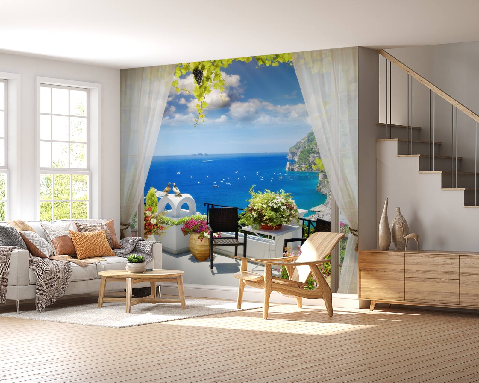 Fototapeta mały balkon z malowniczym widokiem na ocean