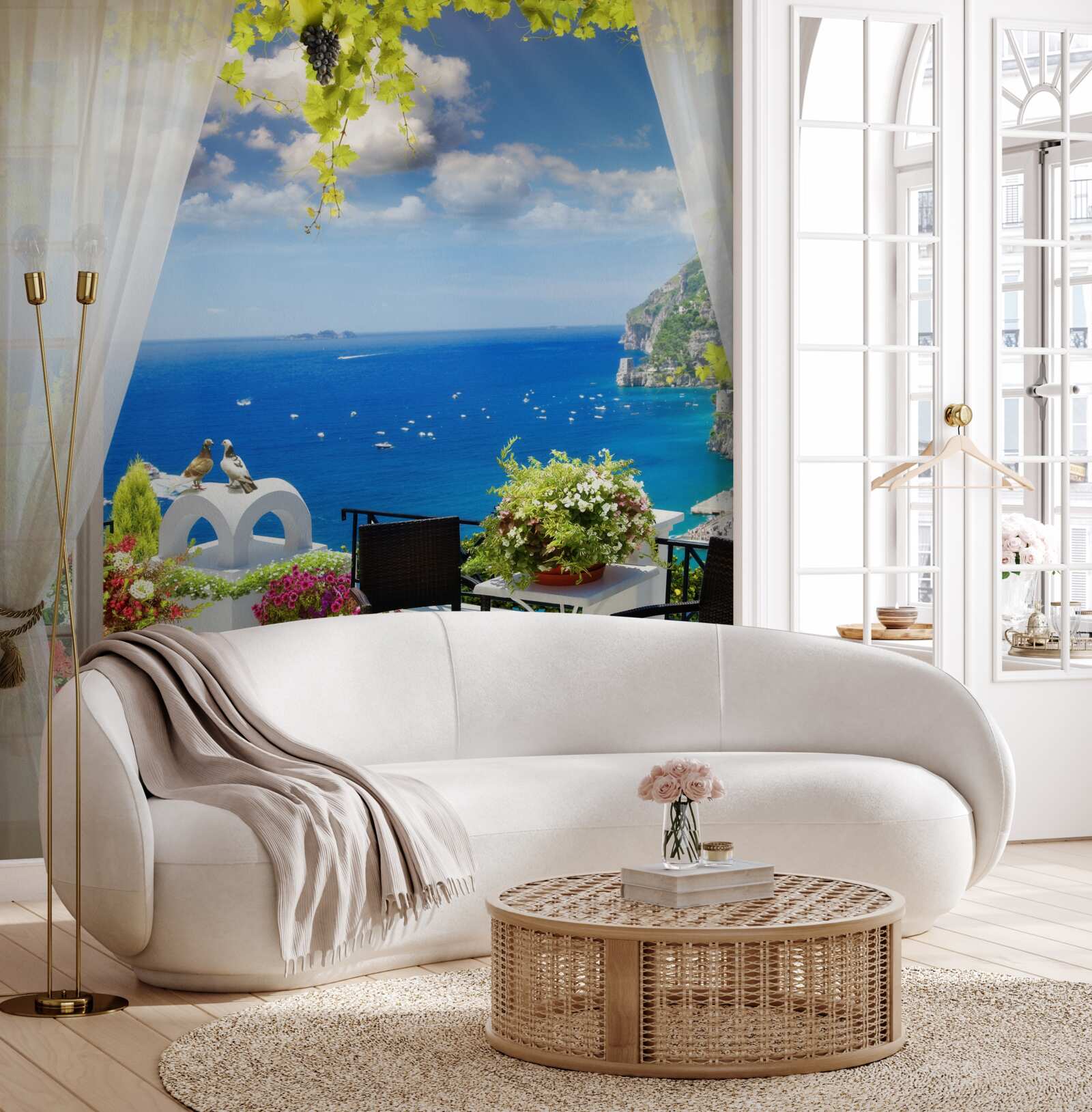 Fototapeta mały balkon z malowniczym widokiem na ocean