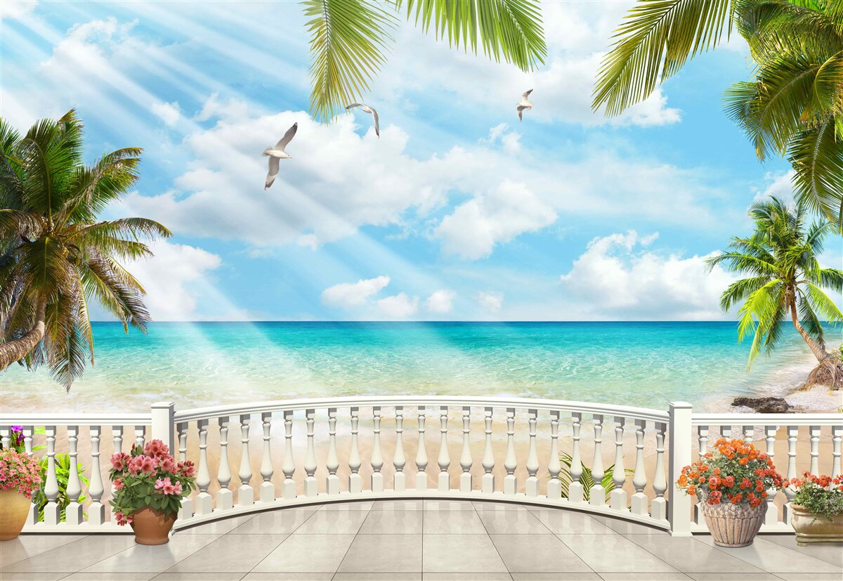 Fototapeta loggia z widokiem na ocean