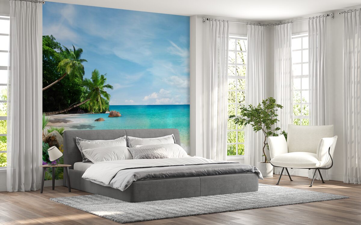 Fototapeta plaża z piaskiem i powierzchnią morza