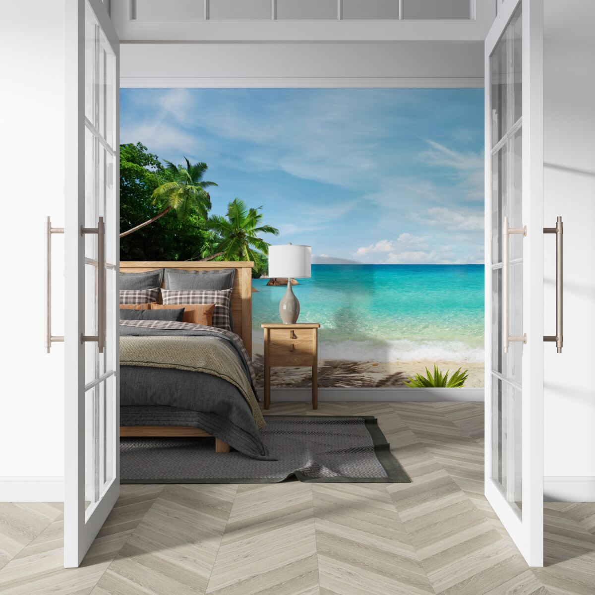 Fototapeta plaża z piaskiem i powierzchnią morza