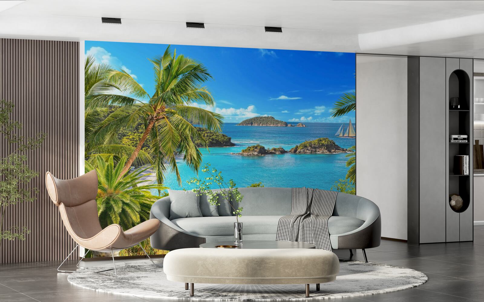 Fototapeta ocean i drzewa kokosowe