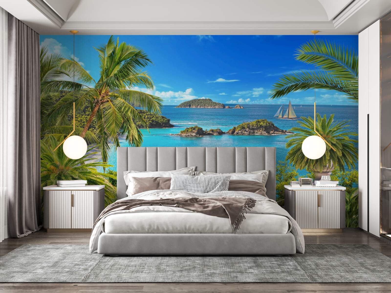 Fototapeta ocean i drzewa kokosowe
