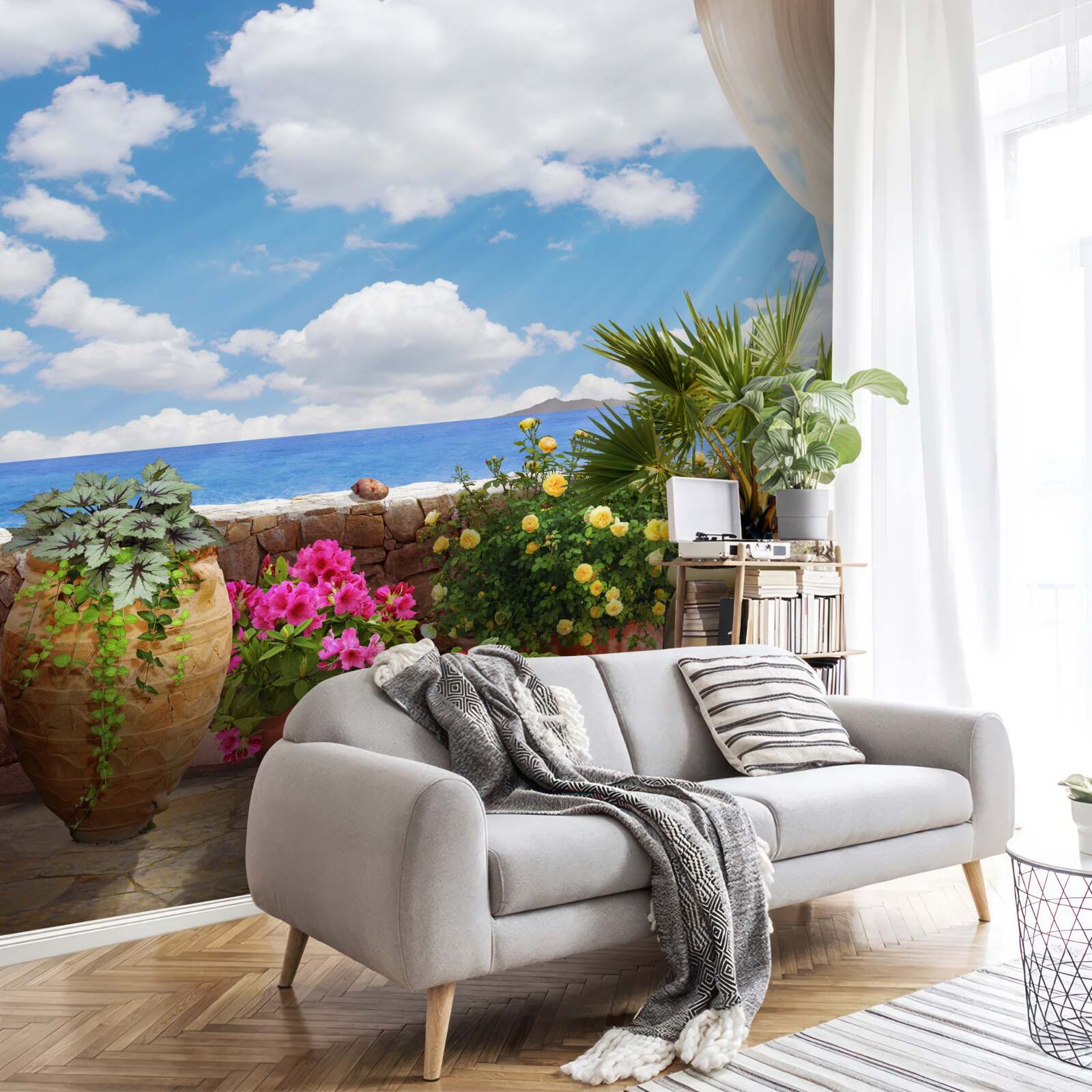 Fototapeta balkon z doniczkami