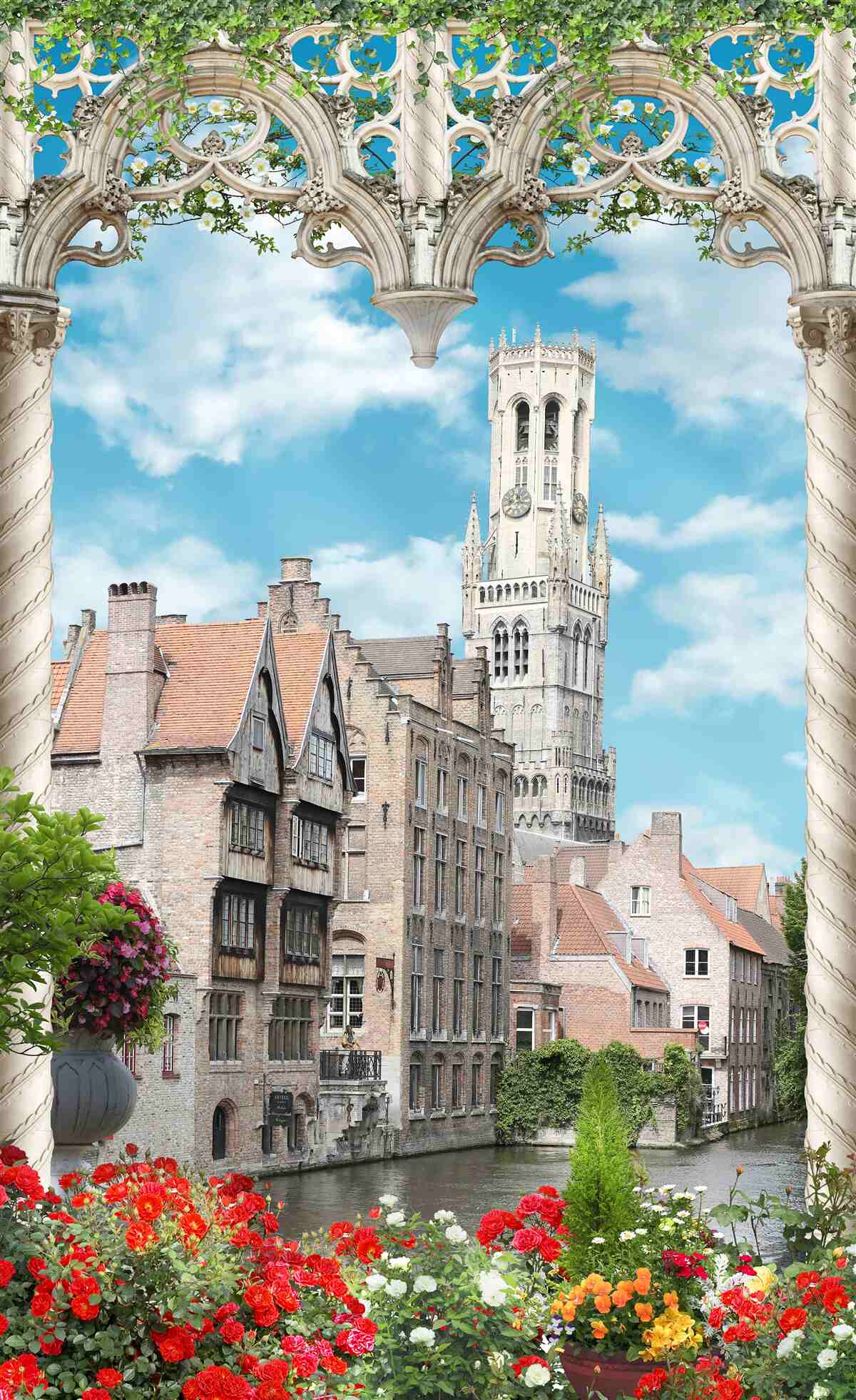 Fototapeta panorama budynków z okna