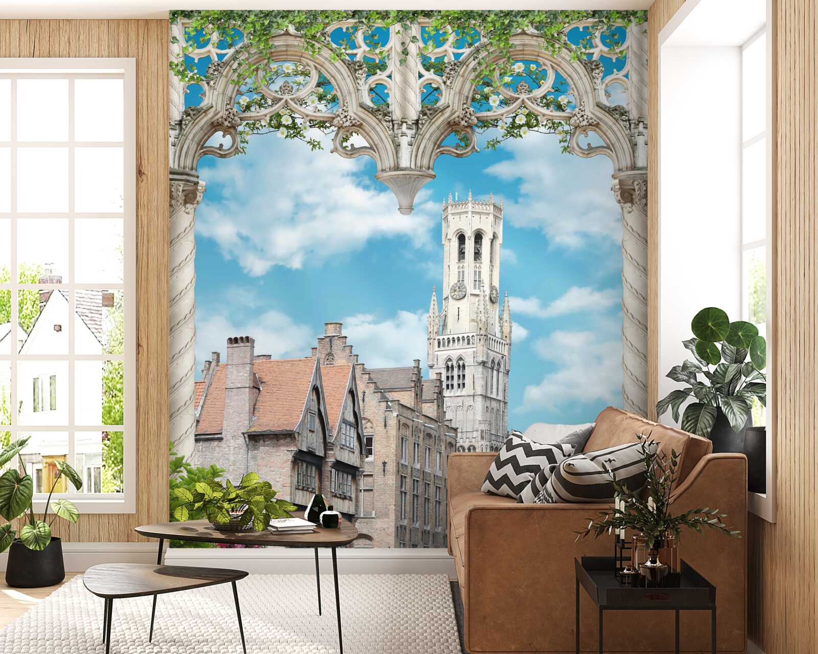 Fototapeta panorama budynków z okna