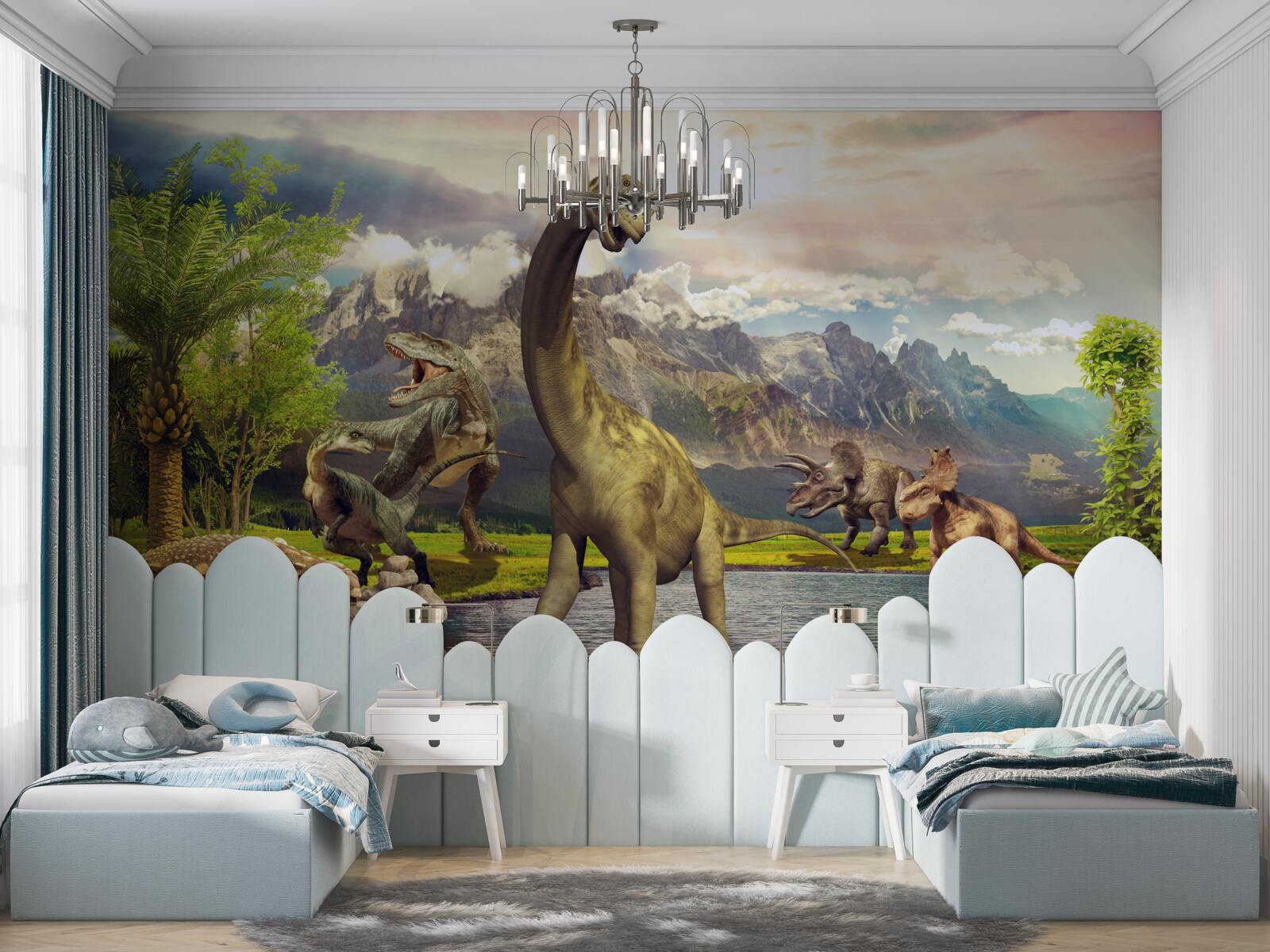 Fototapeta niesamowite dinozaury nad stawem