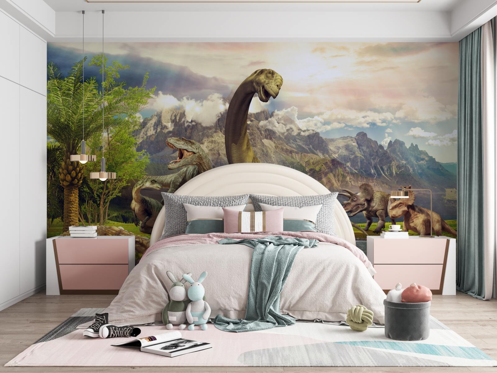 Fototapeta niesamowite dinozaury nad stawem