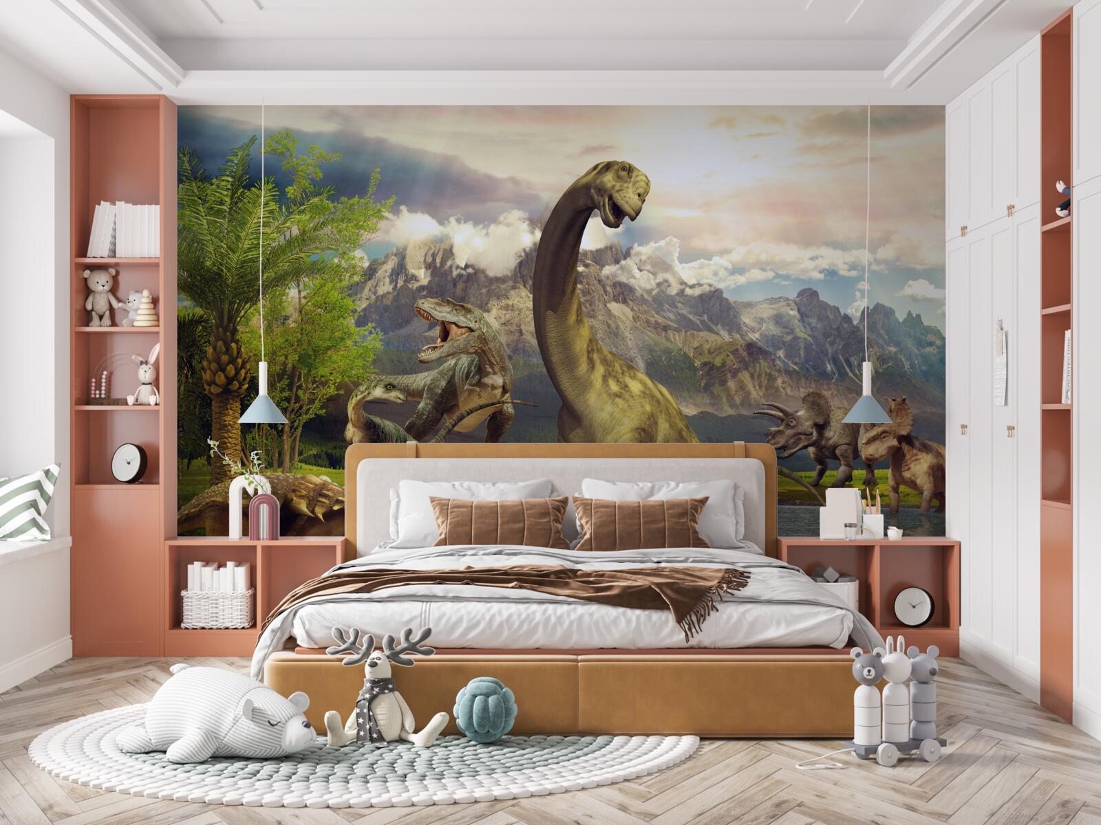 Fototapeta niesamowite dinozaury nad stawem