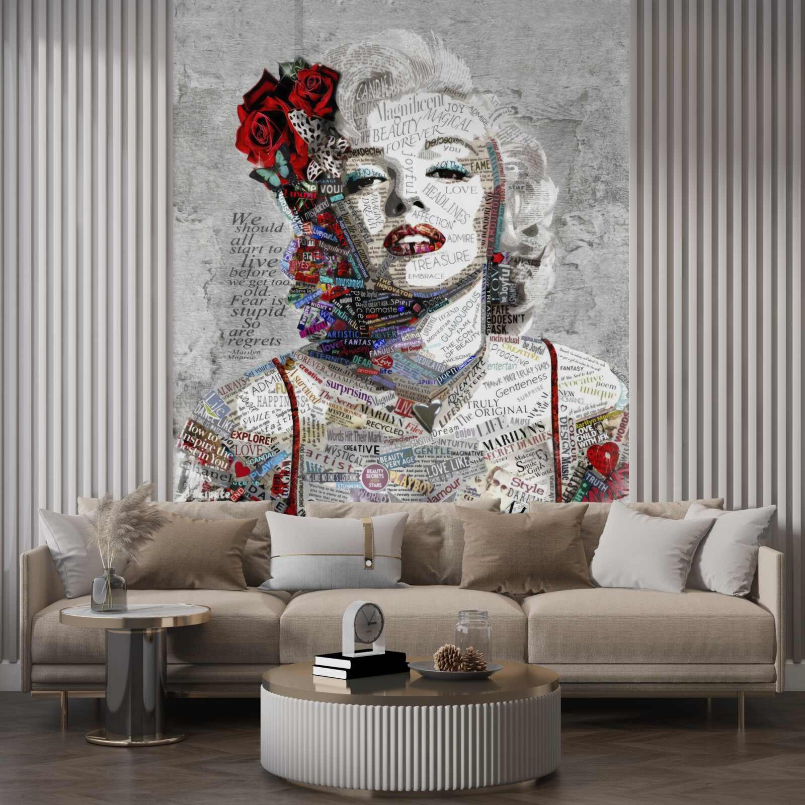 Fototapeta marilyn monroe z czerwonymi różami we włosach