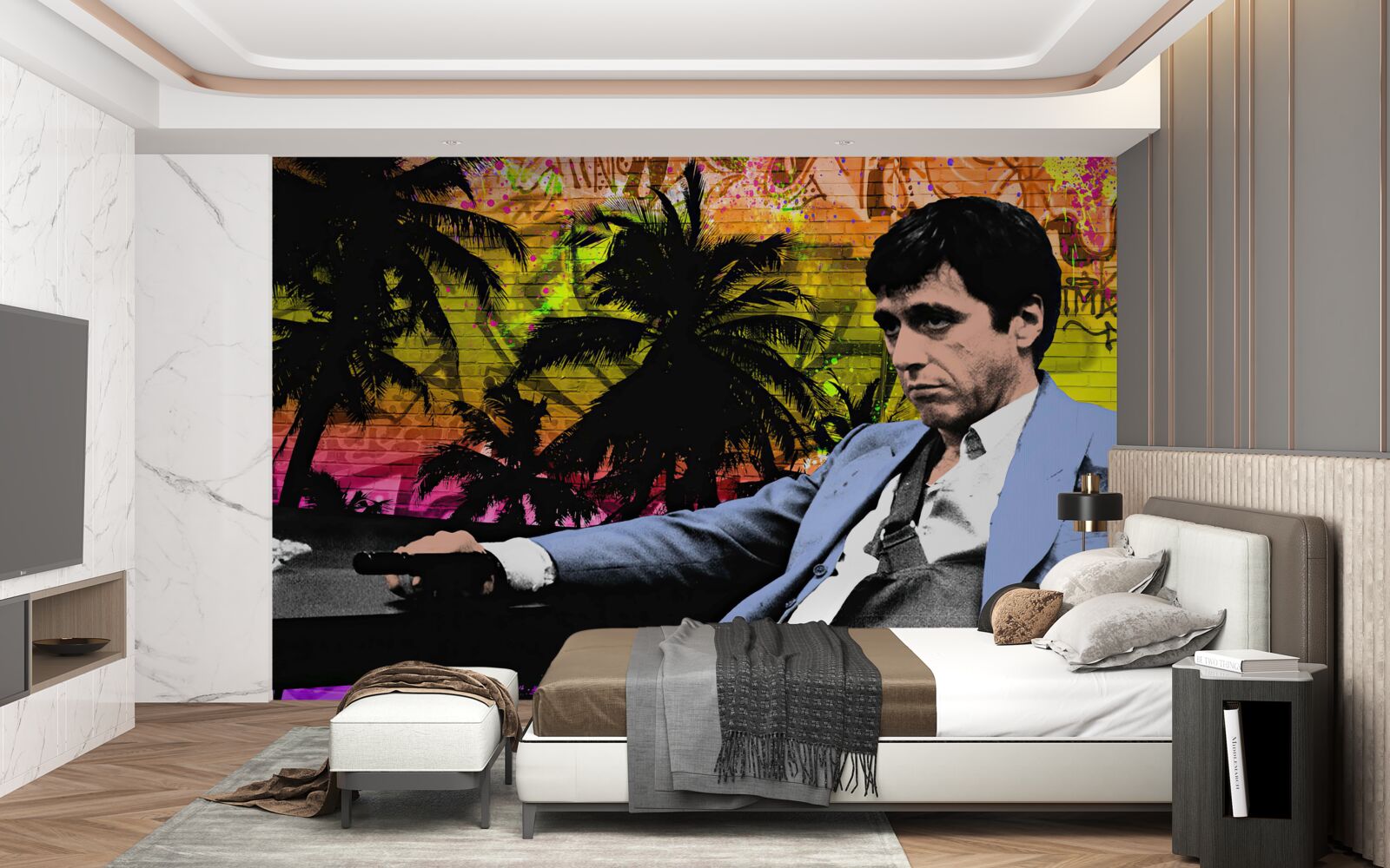 Fototapeta smutny mężczyzna siedział przy stole