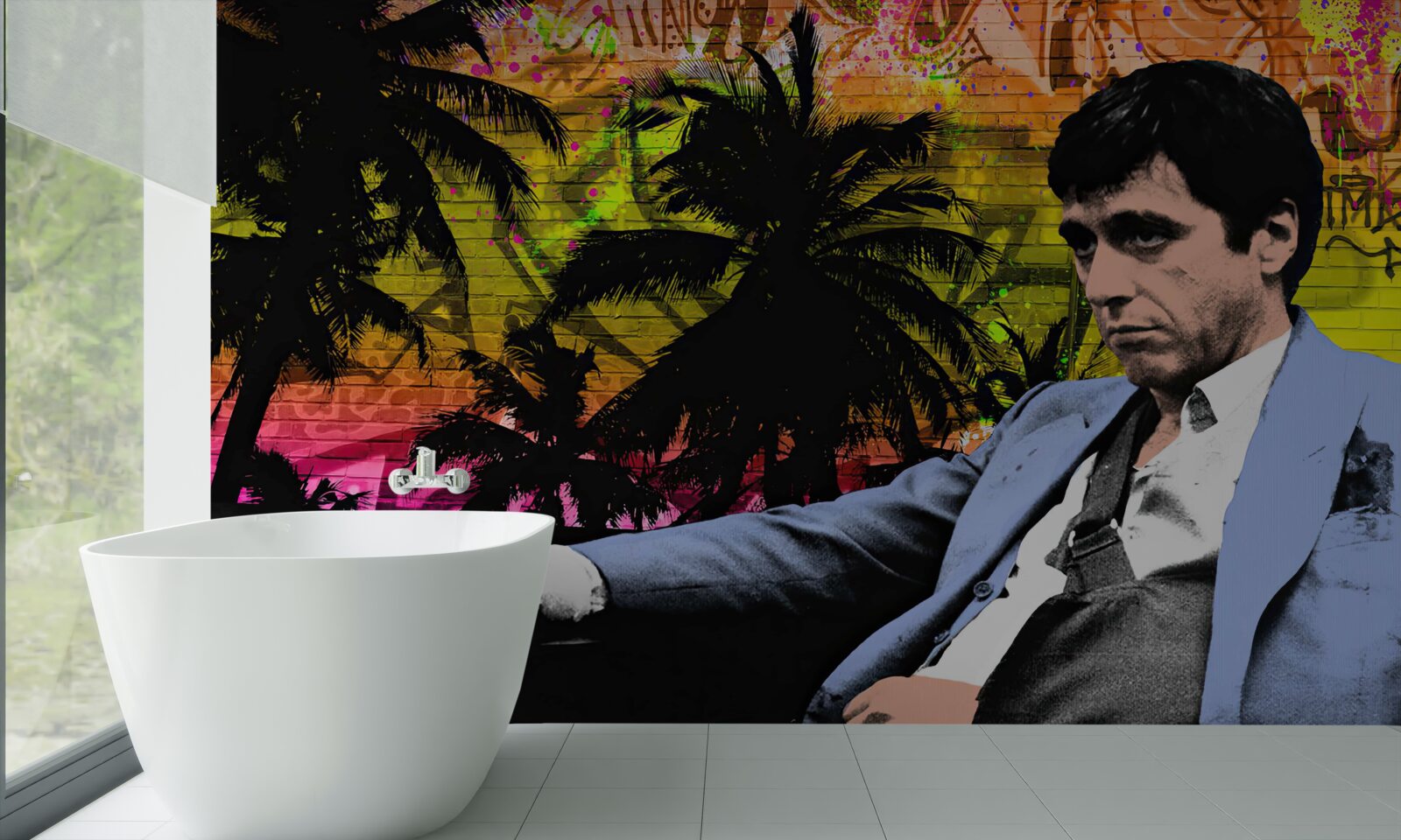 Fototapeta smutny mężczyzna siedział przy stole