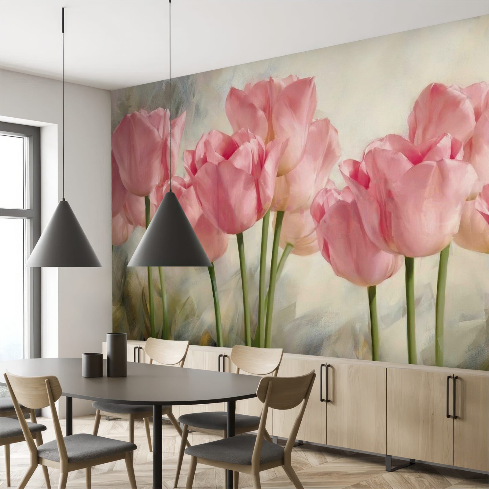 Fototapeta kwitnące różowe tulipany