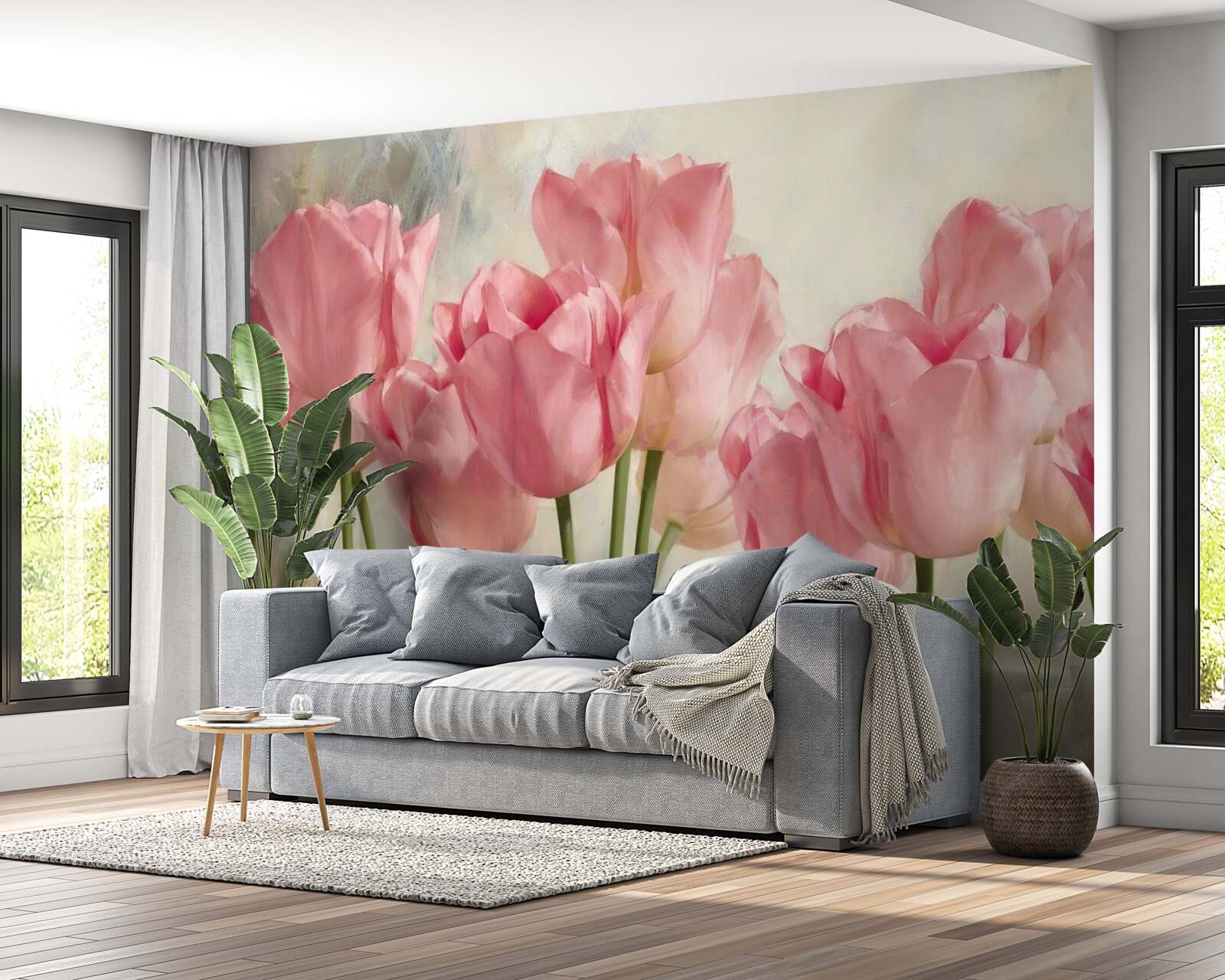 Fototapeta kwitnące różowe tulipany