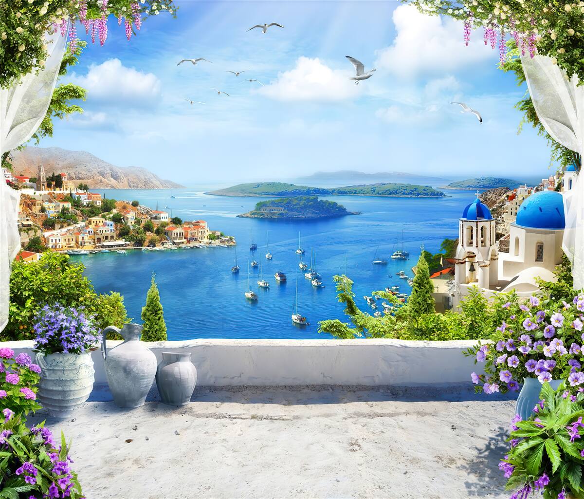 Fototapeta panorama miasta i rzeki