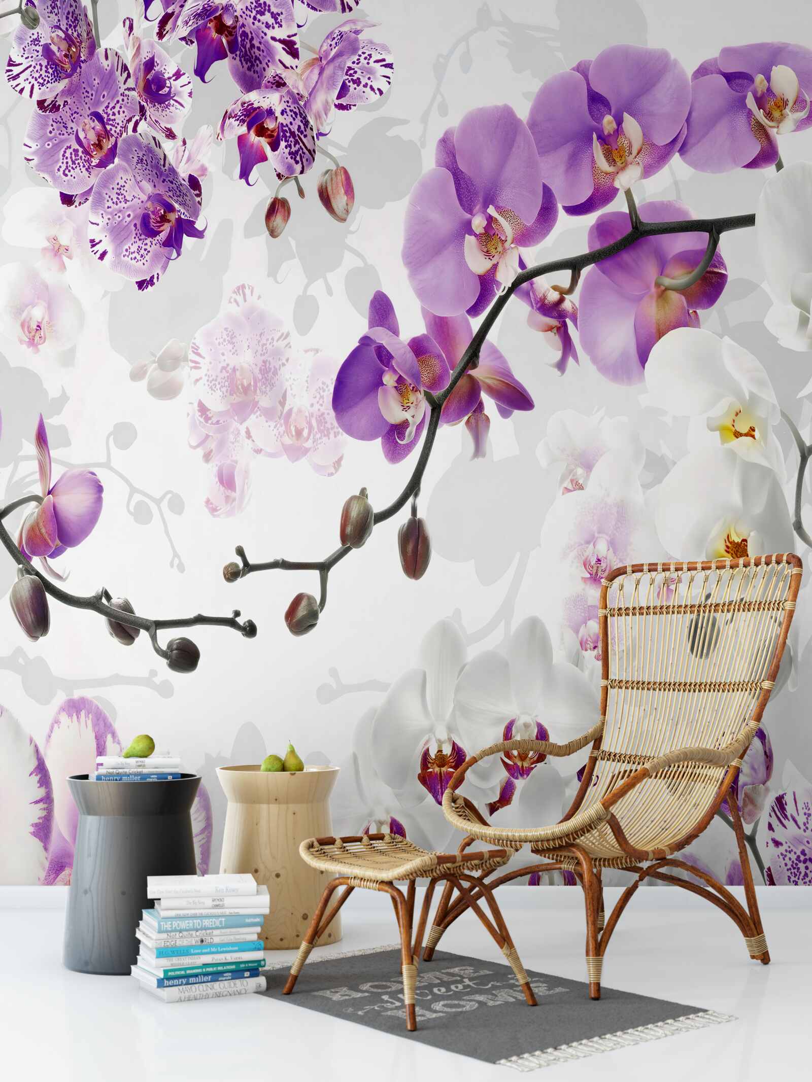 Fototapeta gałąź z kwitnącymi fioletowymi orchideami