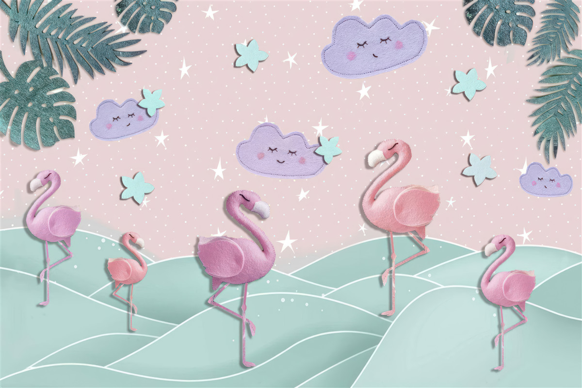 Fototapeta różowe flamingi balansują na jednej nodze