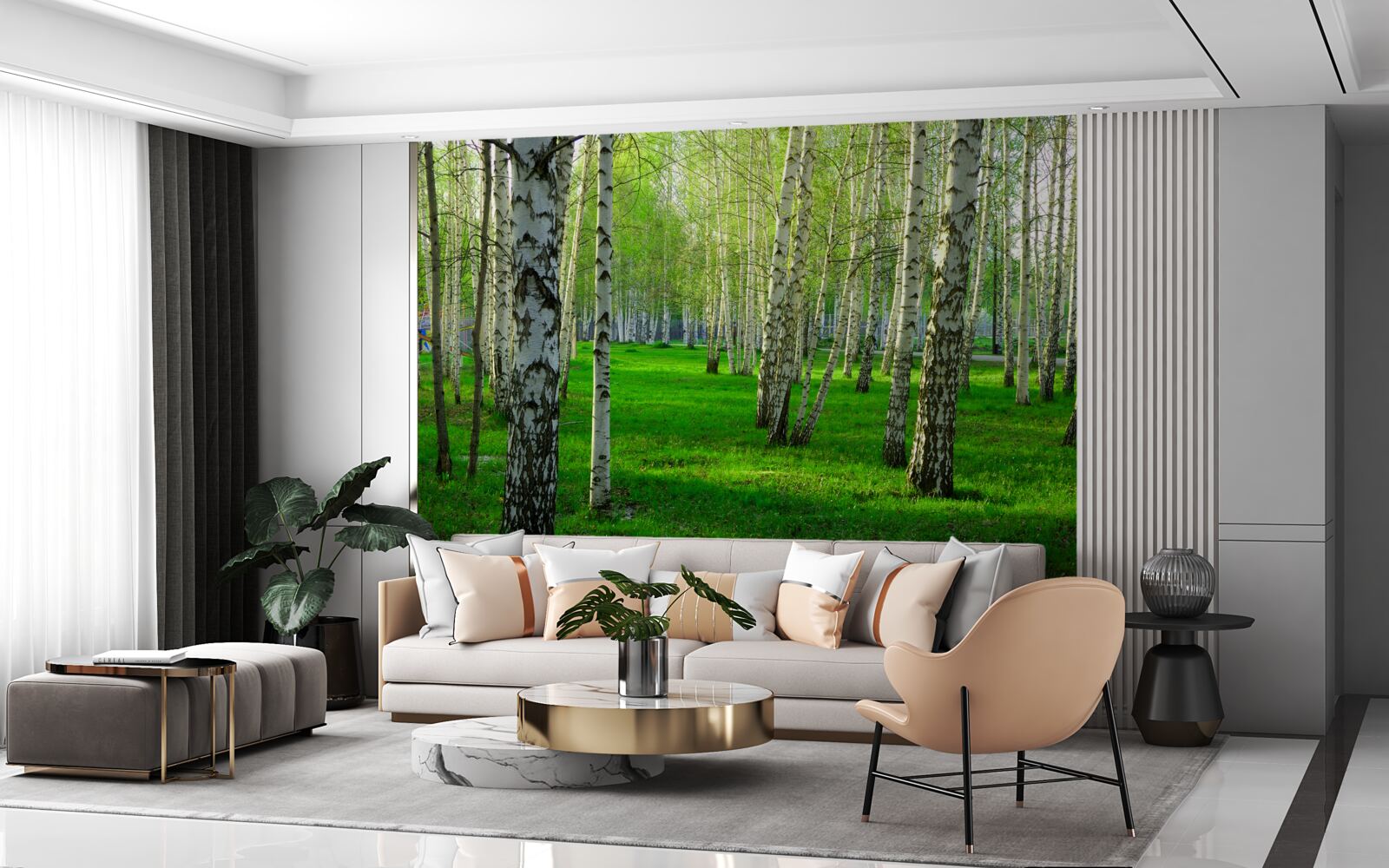 Fototapeta zielona trawa i drzewa