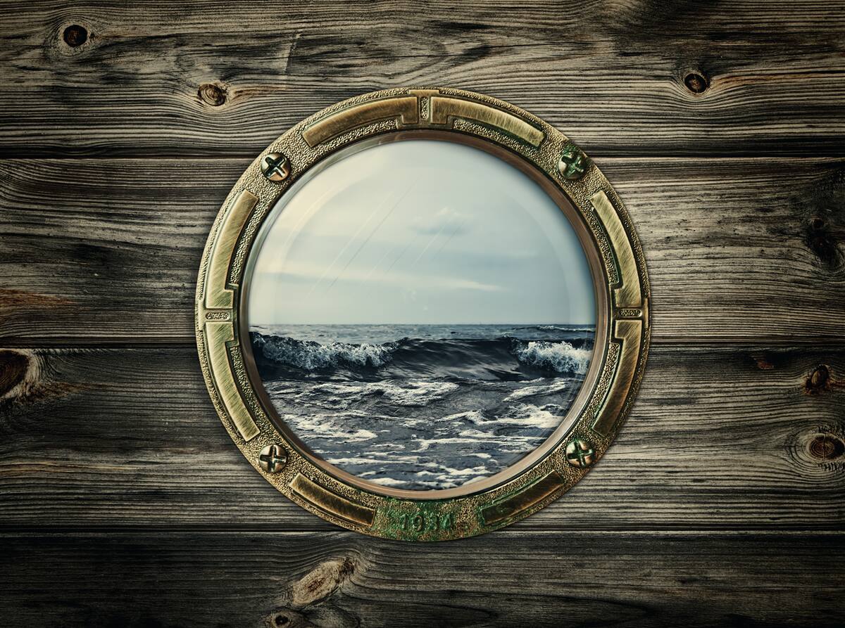 Fototapeta okno kabiny wychodzi na ocean