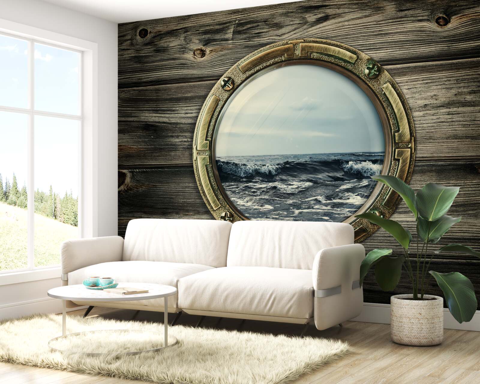 Fototapeta okno kabiny wychodzi na ocean