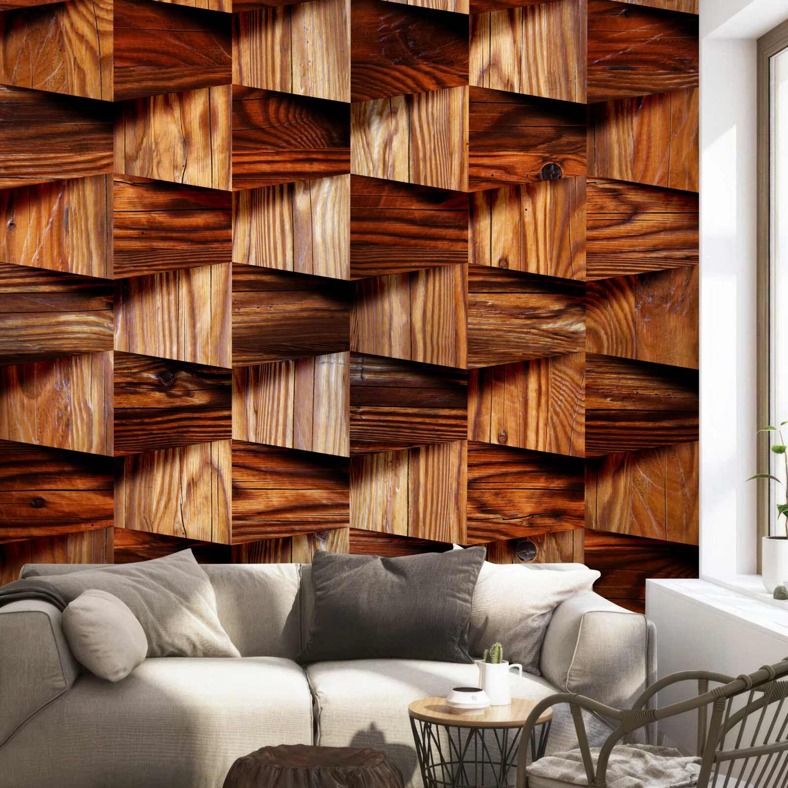 Fototapeta objętościowe części drewniane