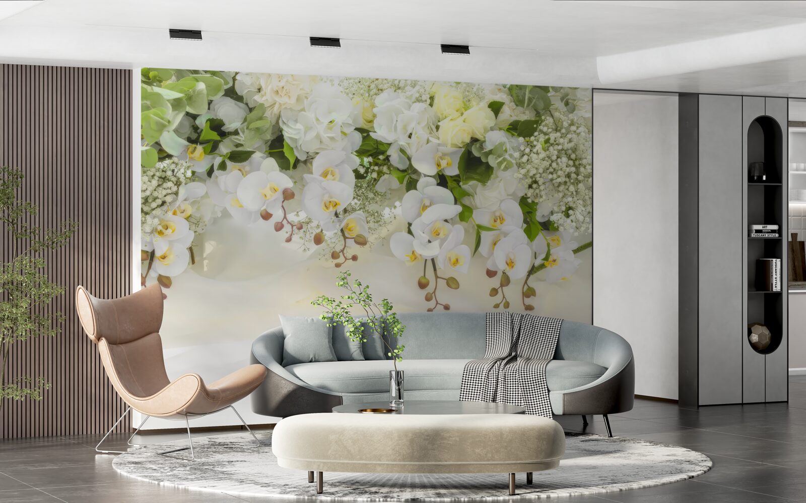Fototapeta białe orchidee zwisają