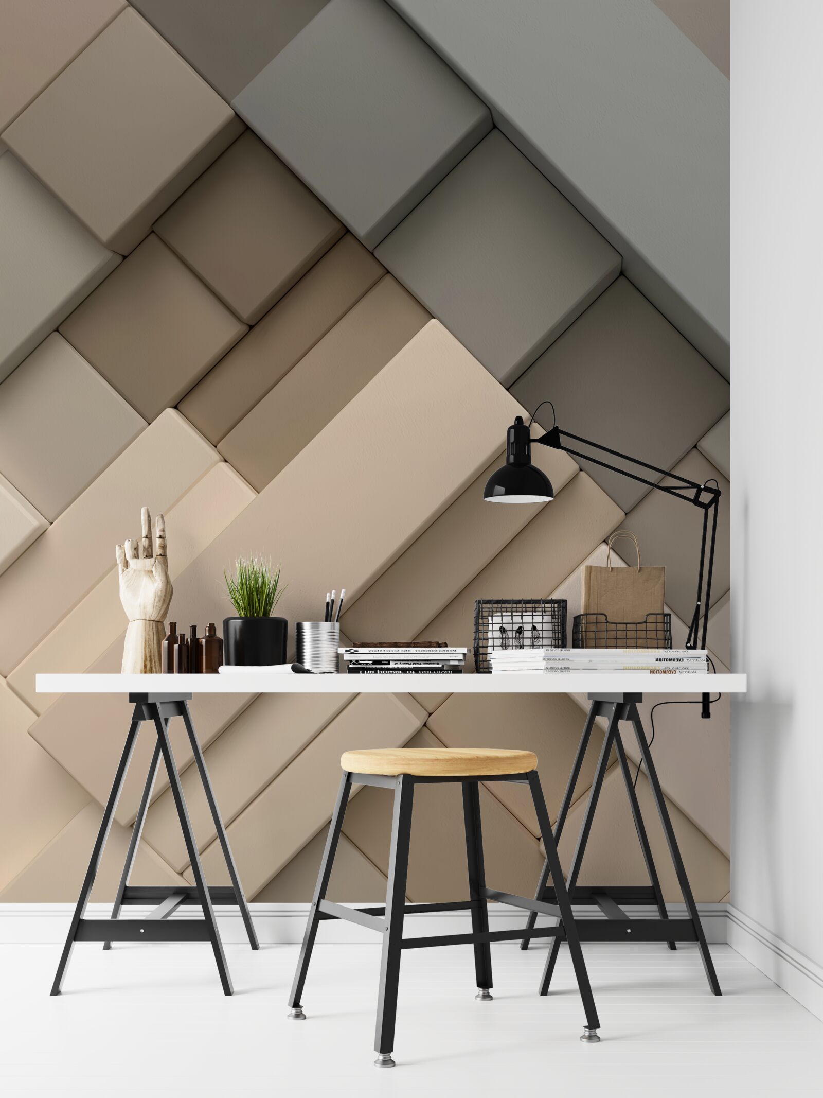 Fototapeta lekkie geometryczne kształty z objętością