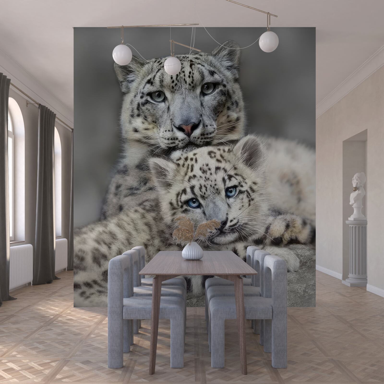 Fototapeta lampart ze swoim młodym