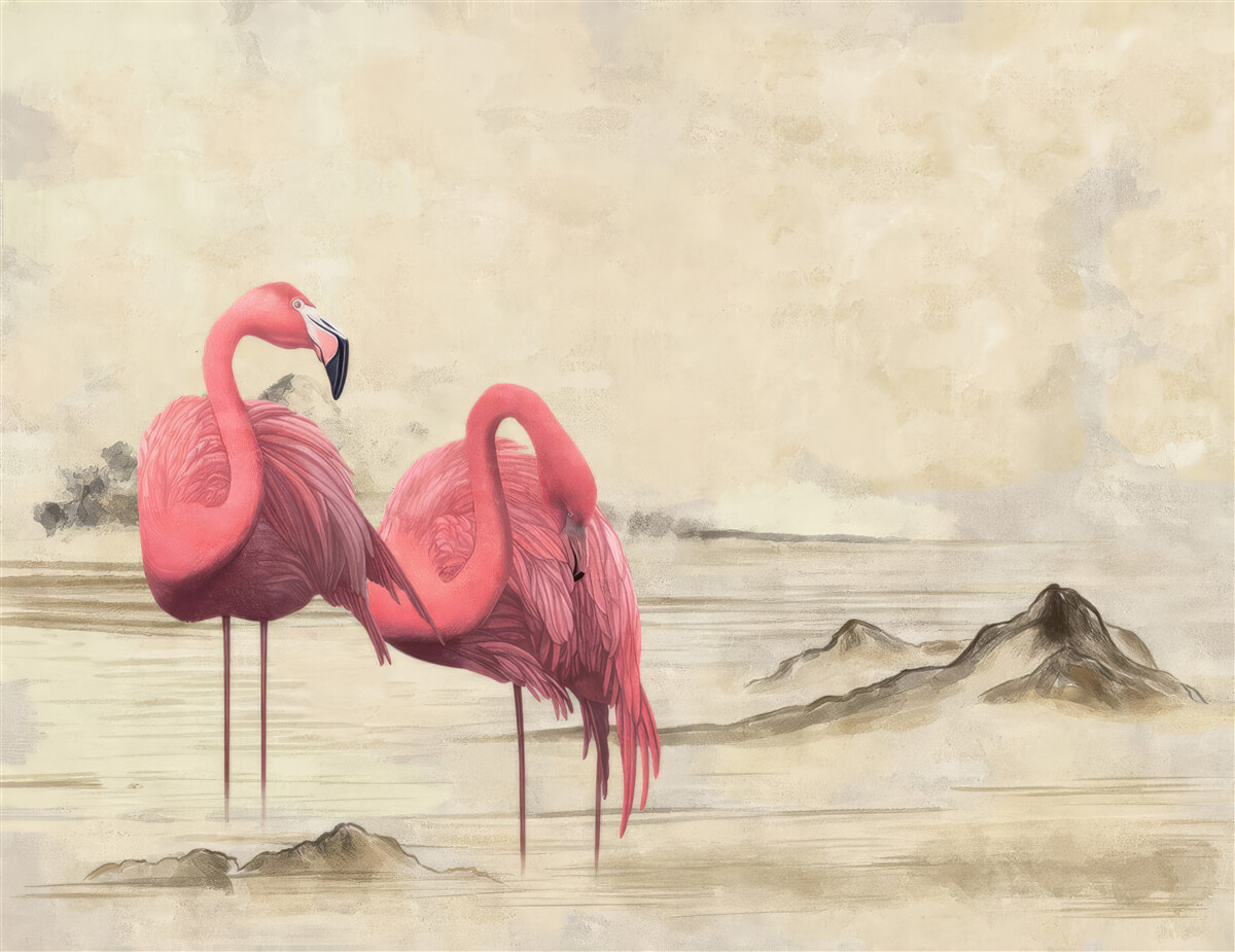 Fototapeta para jasnoróżowych flamingów
