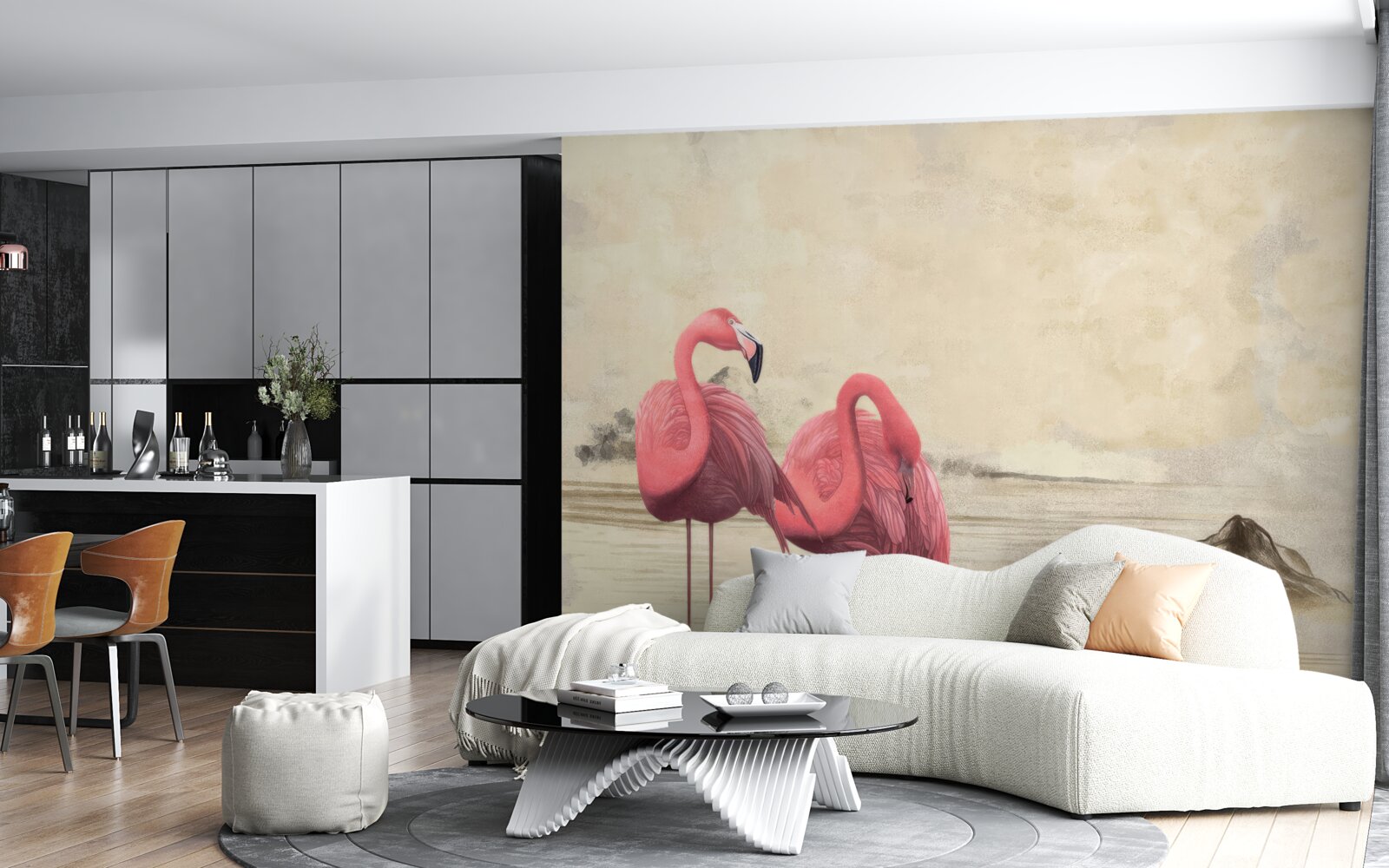 Fototapeta para jasnoróżowych flamingów