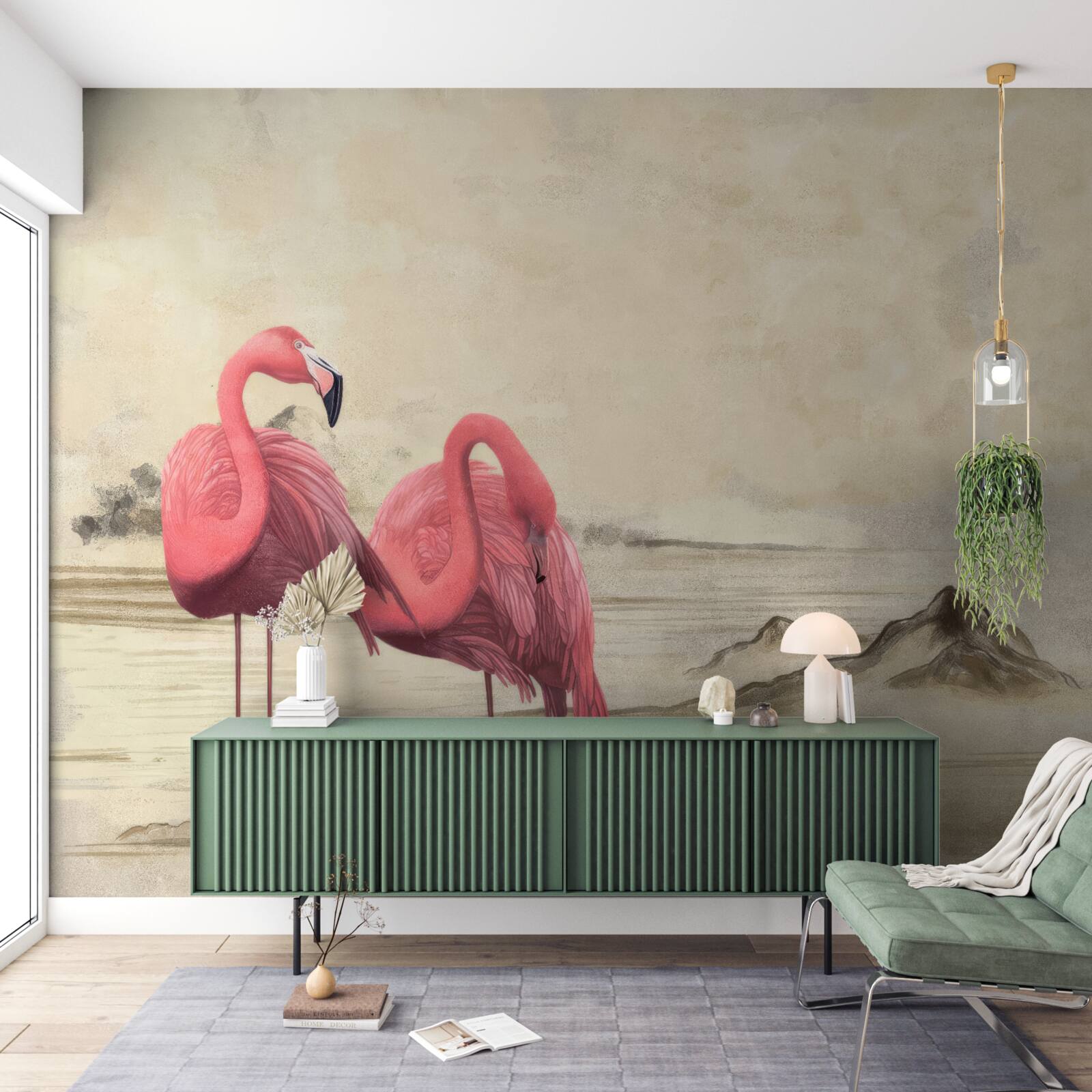 Fototapeta para jasnoróżowych flamingów