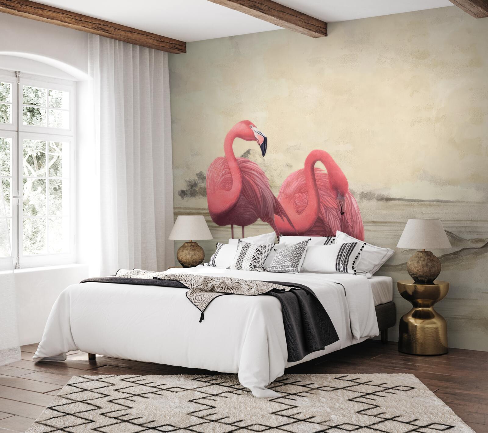 Fototapeta para jasnoróżowych flamingów