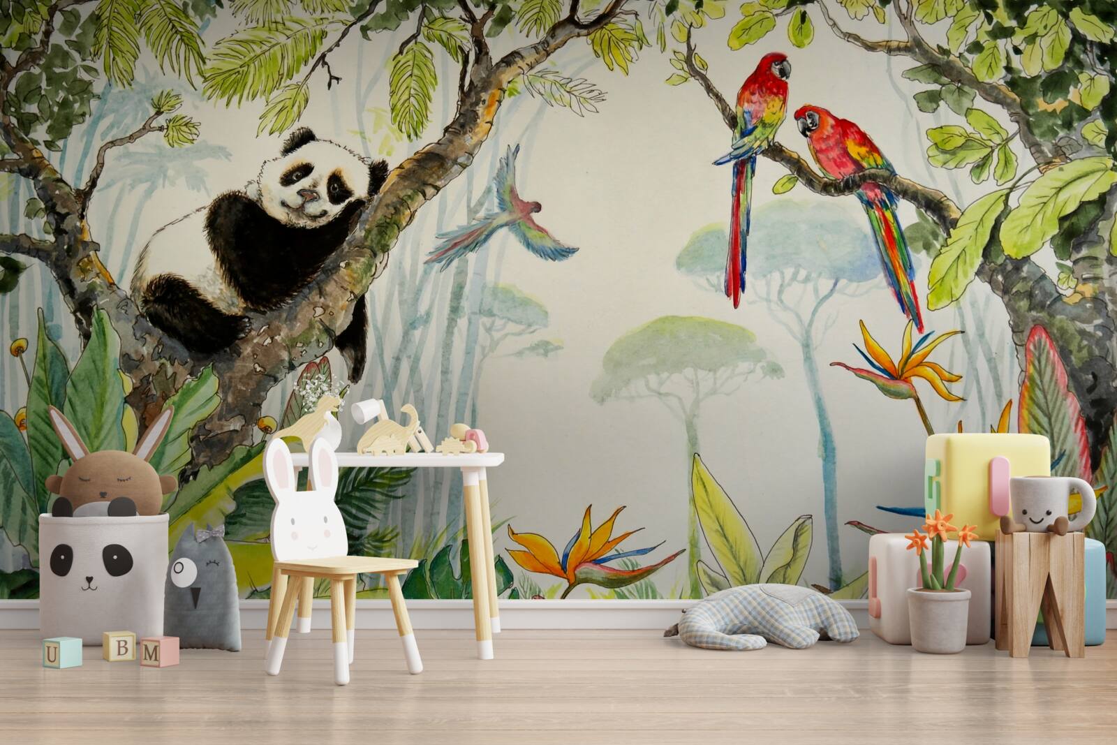 Fototapeta panda relaksuje się na gałęziach drzewa