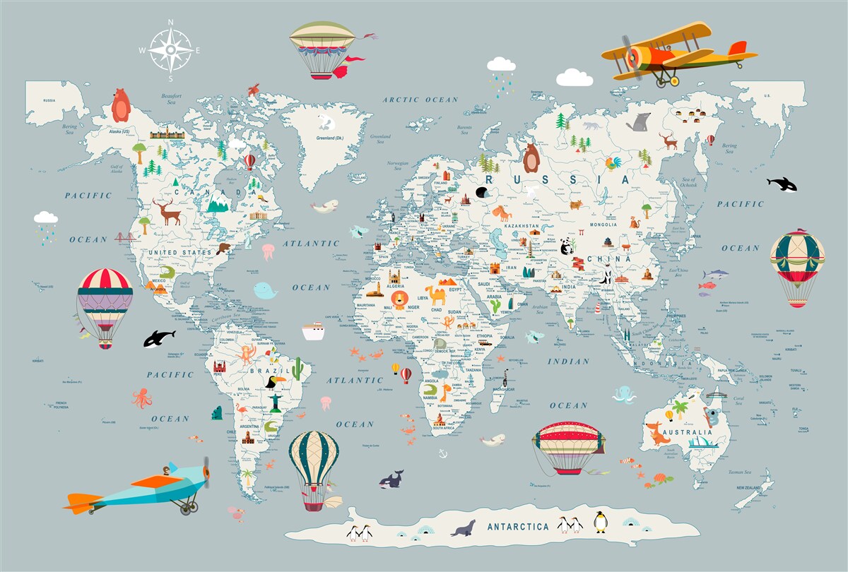 Fototapeta mapa świata i podróże lotnicze