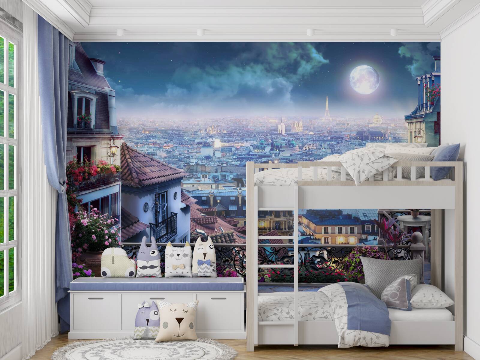 Fototapeta panorama uśpionego paryża z balkonu
