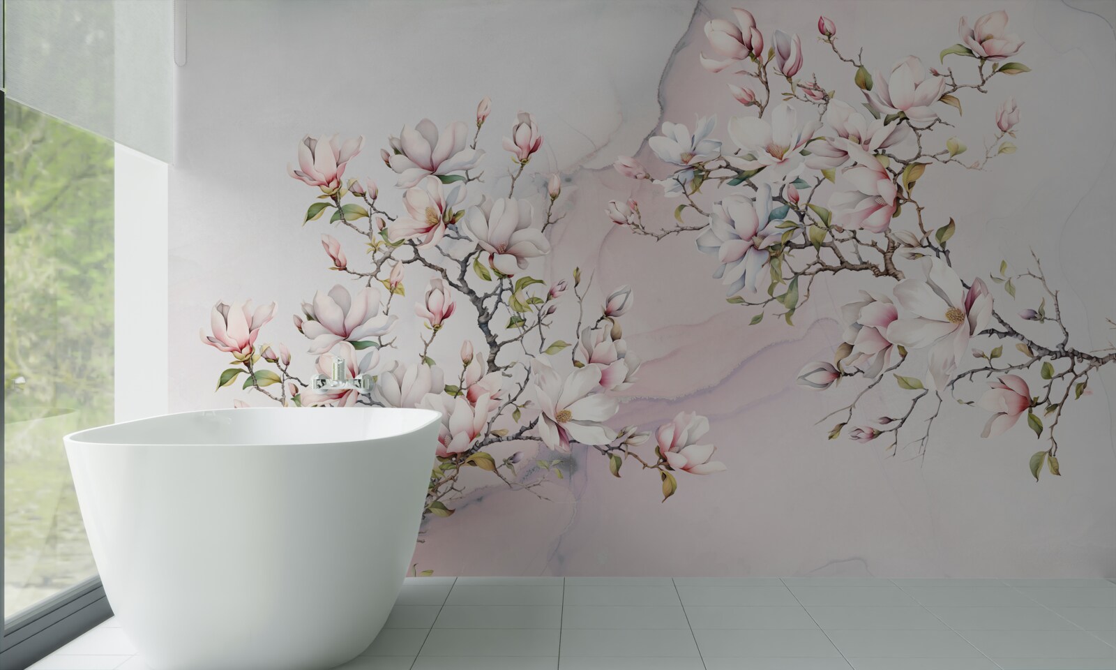 Fototapeta gałęzie białej i różowej magnolii są pełne wdzięku i piękne