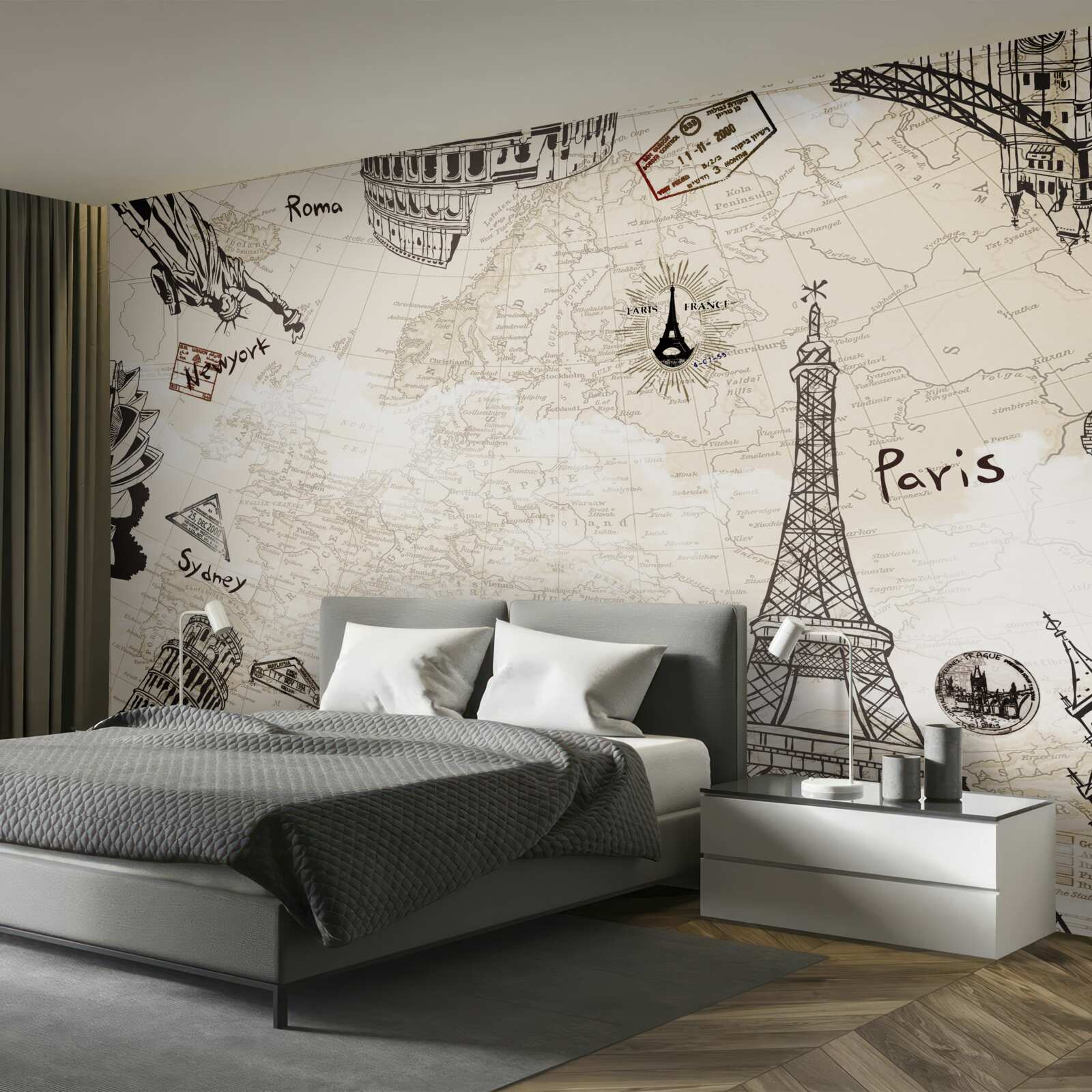 Fototapeta architektura europejska na mapie