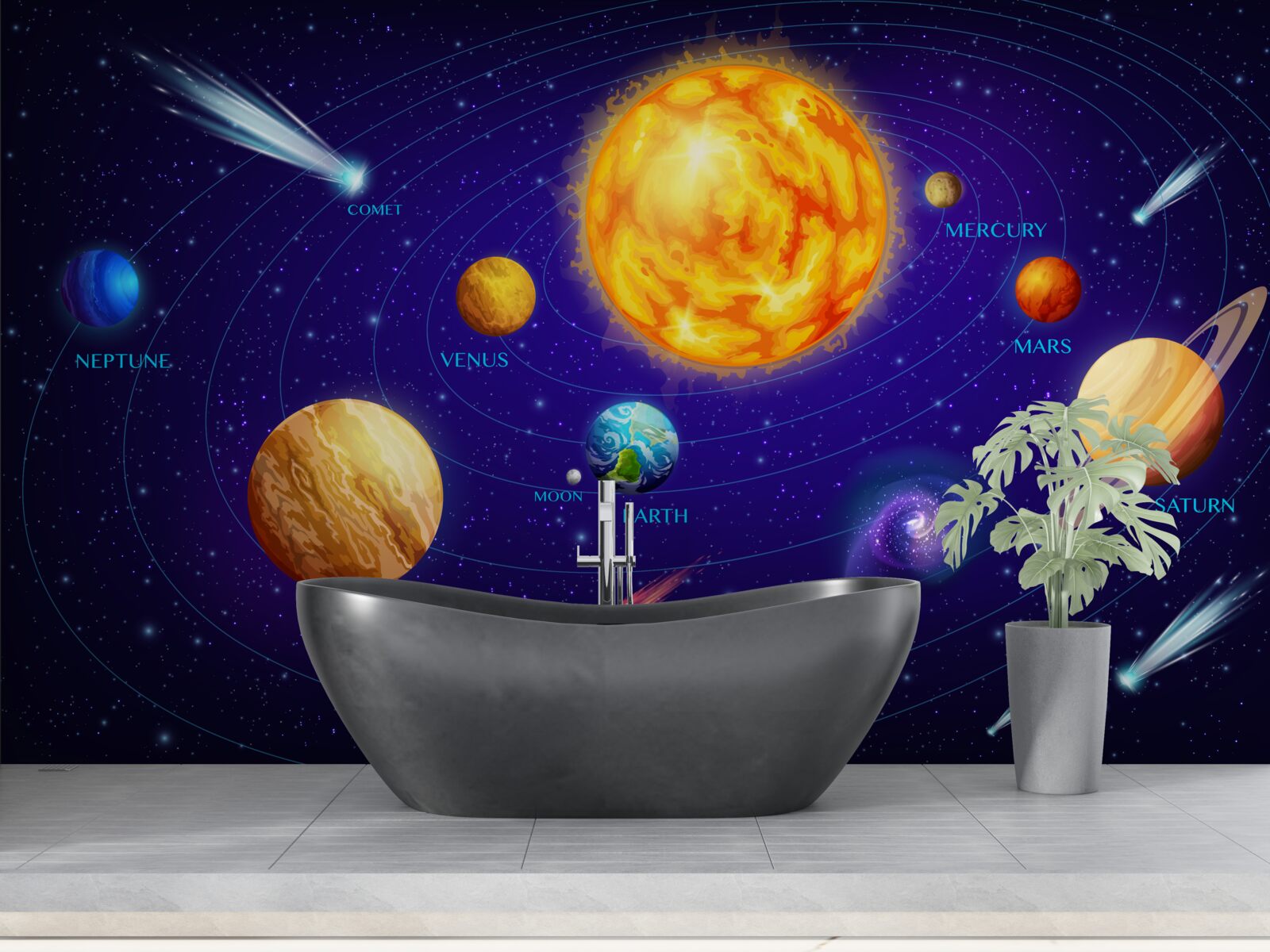 Fototapeta rozmiary planet we wszechświecie