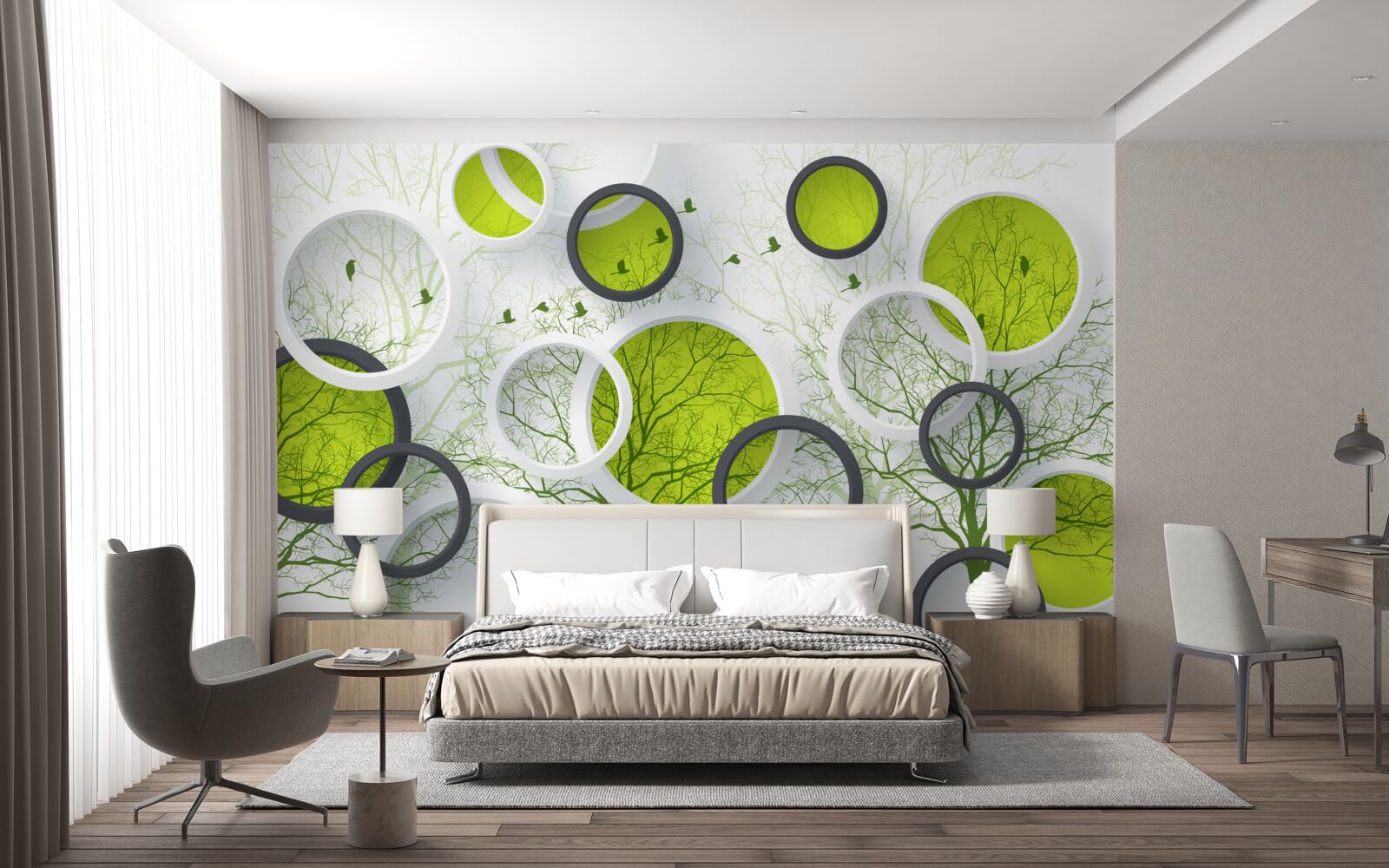 Fototapeta koła w geometrii i drzewach