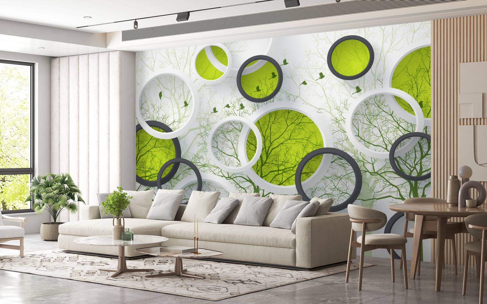 Fototapeta koła w geometrii i drzewach