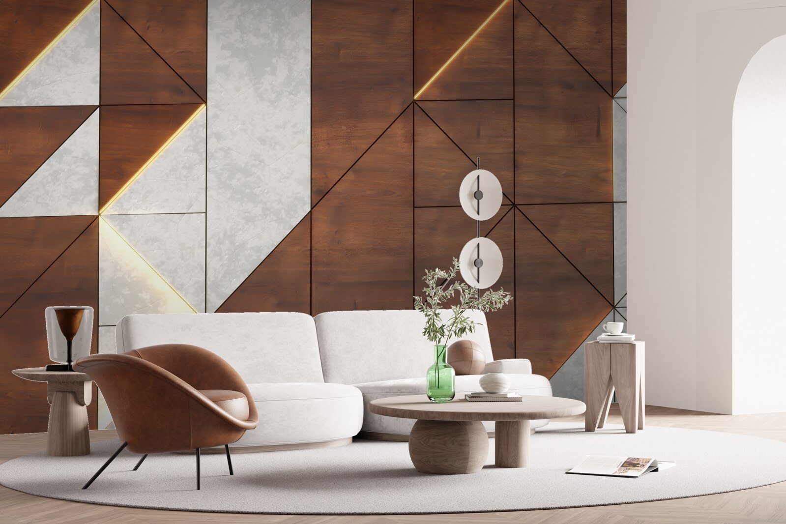 Fototapeta figury geometryczne na drewnianej podłodze